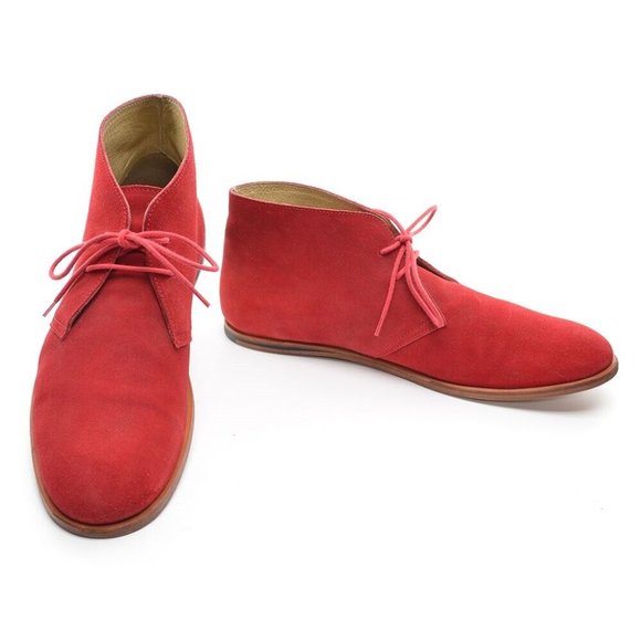 Men Opening Ceremony  Red Suede Lace Up Desert Boots 45